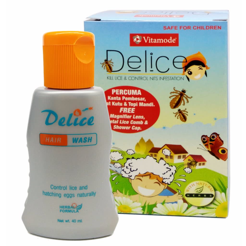 DELICE Shampoo 40ml (Kills Lice Anti-Kutu) Free Comb.jpg Syampu kutu yang boleh didapati dari farmasi