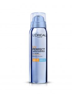 L'Oréal Paris UV Perfect Aqua Essence City UV Mist SPF 50 Sunblock waterproof untuk kulit wajah berminyak