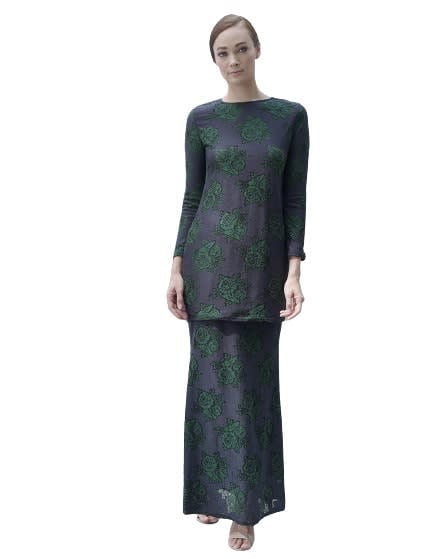 Kurung Lace Larney Black Green.jpg Kurung Lace Larney Black Green