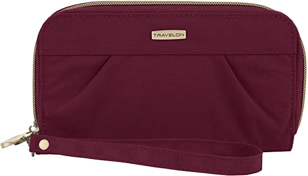 Travelon RFID Signature Pleated Double Zip Clutch Ruby malaysia.jpg Travelon RFID Signature Pleated Double Zip Clutch Ruby malaysia