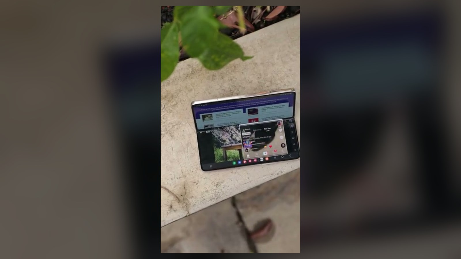 2022: two windows side by side on the Fold4, outdoors. Frame from our video, September 2022. 2022: two windows side by side on the Fold4, outdoors. Frame from our video, September 2022.