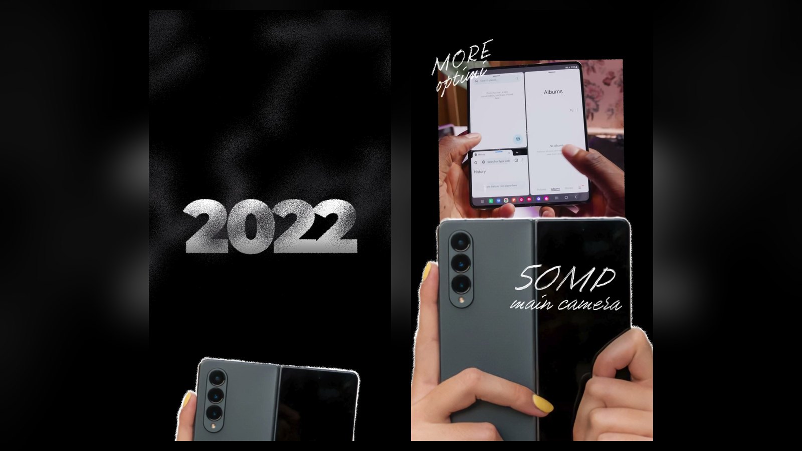 2022: the 50MP main camera and the taskbar. The Fold going mainstream. Frames from our film. 2022: the 50MP main camera and the taskbar. The Fold going mainstream. Frames from our film.