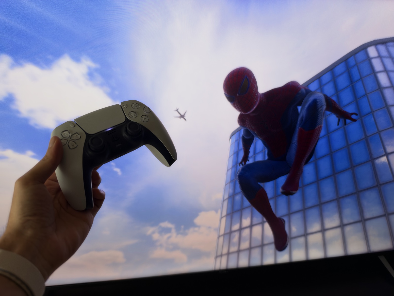 Spider-Man on the PlayStation 5 displayed on the PRISM+ Q65 Ultra