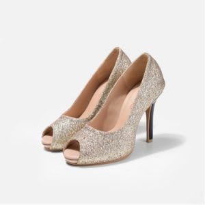 Glitter peep toe bridal pumps