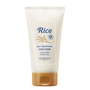 SKINFOOD Brightening Scrub Foam (150ml).jpg Exfoliating skrub dari Korea dengan inti pati beras untuk melembapkan kulit