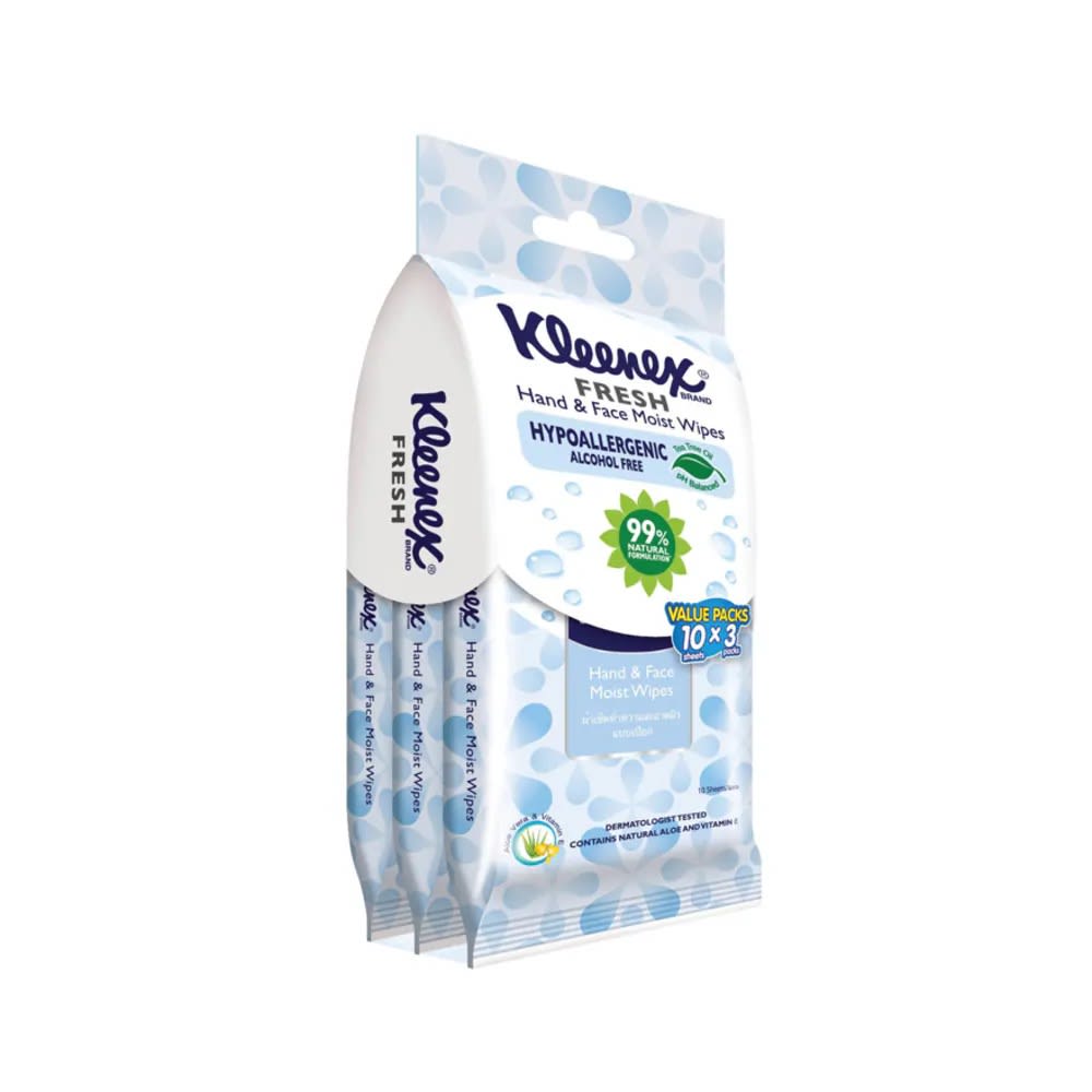 KLEENEX Fresh Hand And Face Moist Wipes (3 x 10 sheets)1.jpg