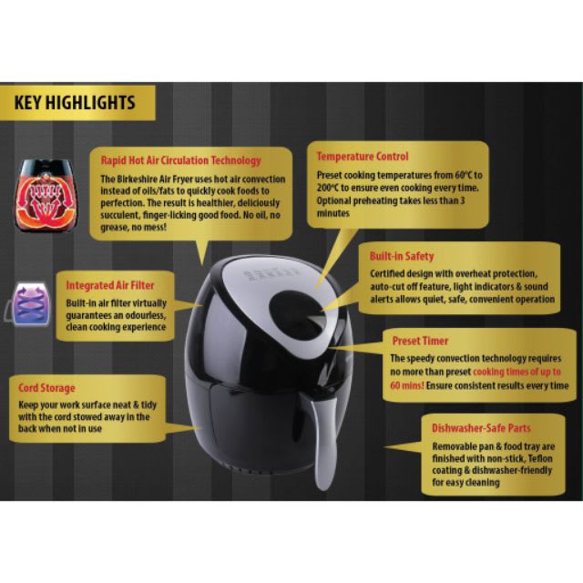 Birkeshire Digital LCD Touchscreen Air Fryer AF-261-M 3.8L pan - 5.jpg