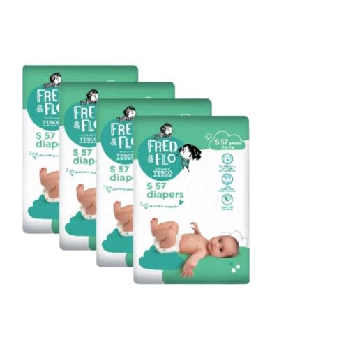 Tesco Fred & Flo Baby Tape Diaper S 57 x 4 packs (228 pcs) 3-6kg -1.jpg