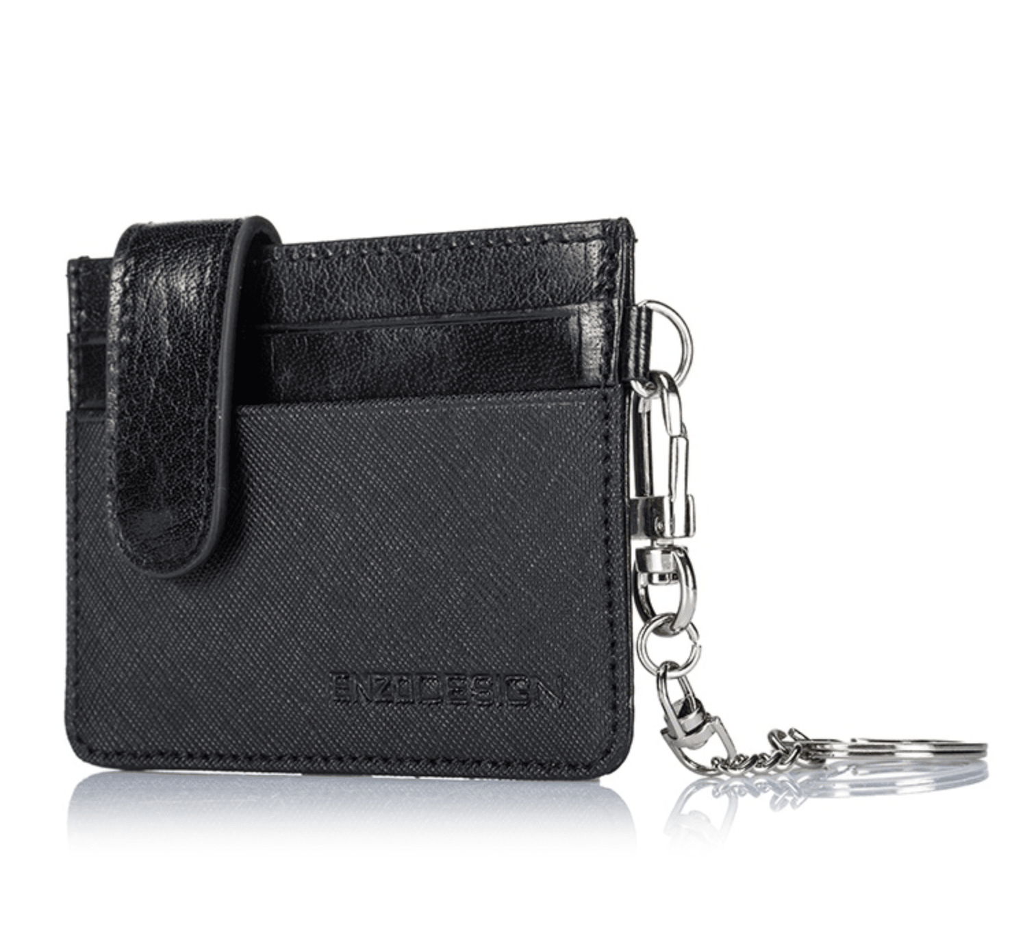 Enzodesign Leather Credit Card Holder With Detachable Key Ring - 2.png