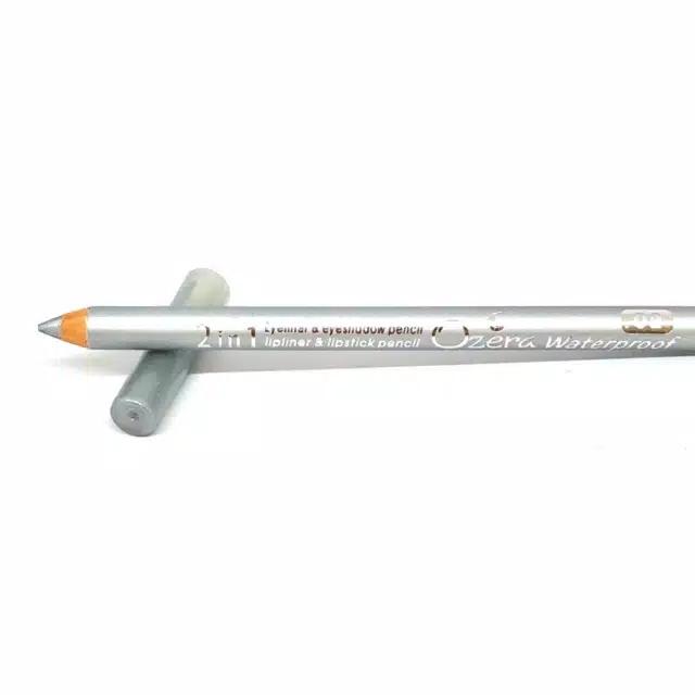Ozera Waterproof 2 in 1 Lipliner and Lipstick Pencil Eyeliner Silver.jpg Eyeliner pensil dengan warna silver yang cocok digunakan di waterline