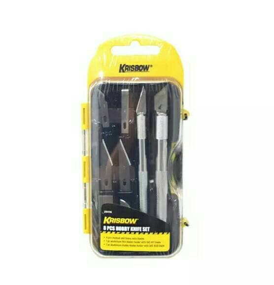 Krisbow Hobby Knife Set 8.jpg Set dengan 2 tipe holder