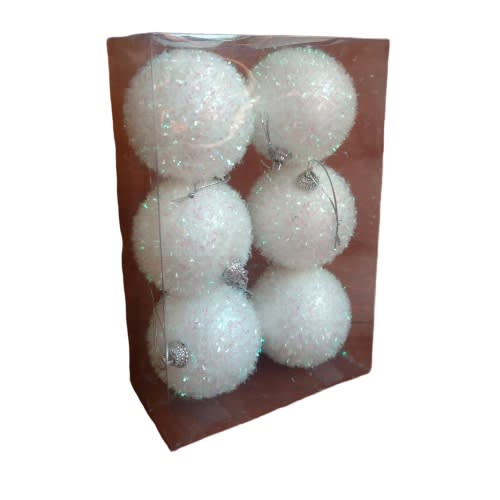 Ornamen Natal Bola Salju.jpg Aksesoris pohon natal warna putih