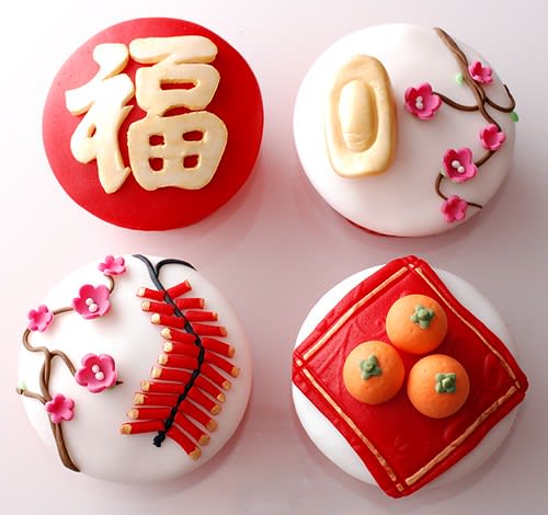 Cupcake Cupcake bernuansa Imlek sebagai dessert