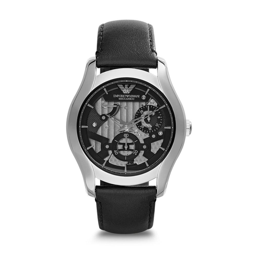 นาฬิกาข้อมือผู้ชาย EMPORIO ARMANI Meccanico Automatic Black and Grey Dial Leather Men's Watch AR4673 .jpg