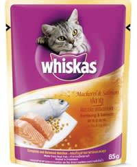 WHISKAS® Cat Food Wet Pouch Senior Mackerel Flavour วิสกัส®อาหารแมวชนิดเปียก แบบเพาซ์ ซีเนียร์ ปลาทู 85กรัม.jpg อาหารแมวสำหรับควบคุมน้ำหนัก WHISKAS