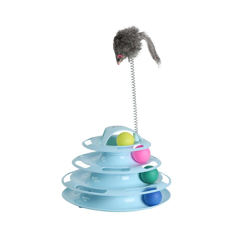 Navarch Cat Toy Tower Cat Tracks Toy Interactive Ball 4 Layer Spinning Balls Cat Fun Tease Mental Physical Excercise False Mouse.jpg ของเล่นแมวที่ดีที่สุด Navarch Cat Toy