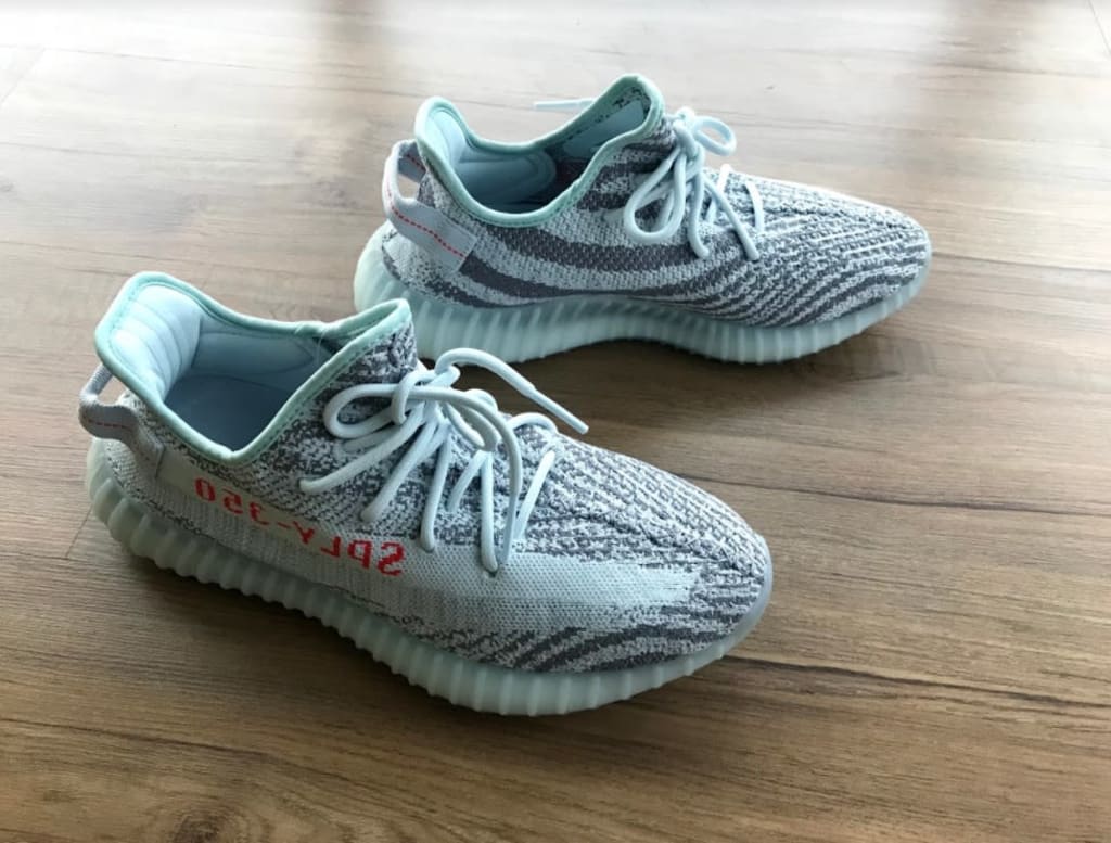 blue tinted yeezys