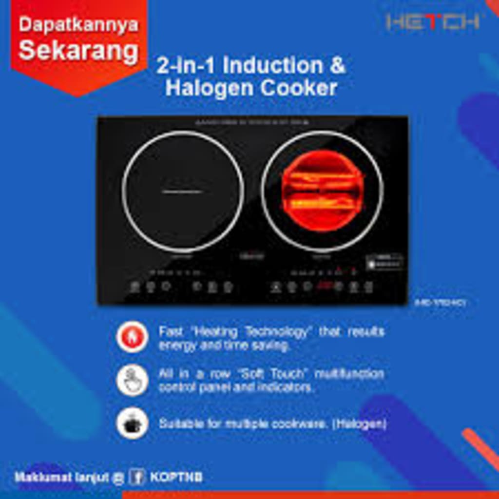 Hetch 2in1 Induction + Halogen Cooker (HIC1702HC) Harga & Review