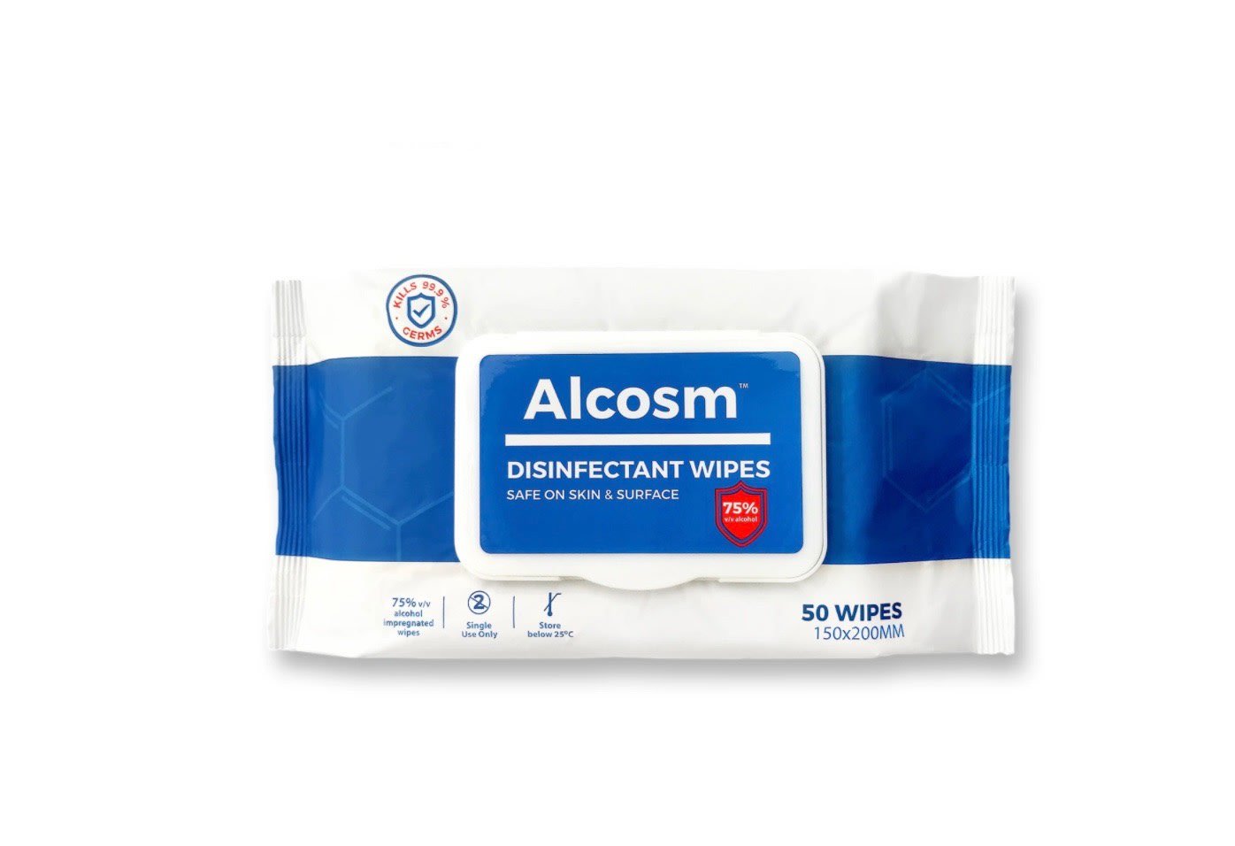 Alcosm Alcohol Wipes Front