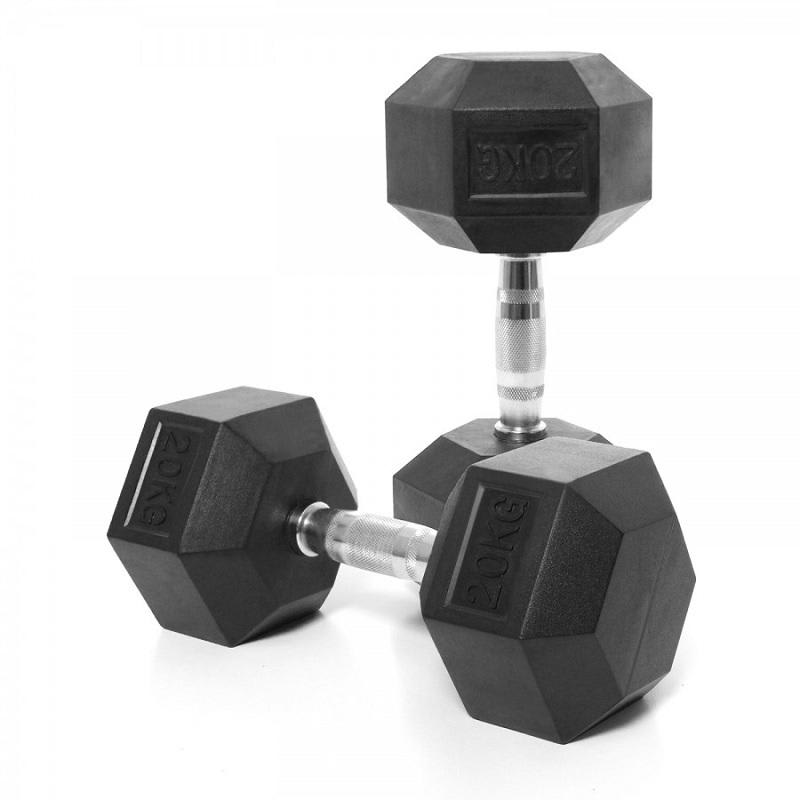 Asura Fitness 20KG Premium Rubber Coated Hexagon Dumbbell