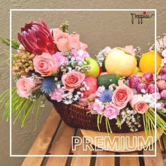 Premium Flowers Fruit Basket