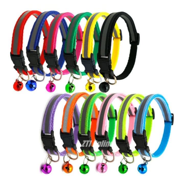 Reflective Colourful Bell Collar For Dogs & Cats