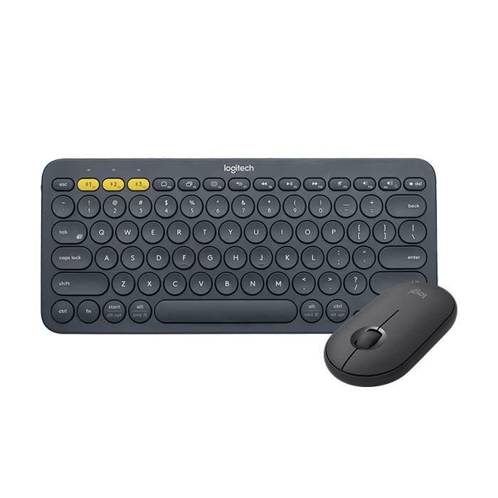 Logitech K380 Bluetooth Multi Device Keyboard + Pebble M350 Wireless Mouse - Black