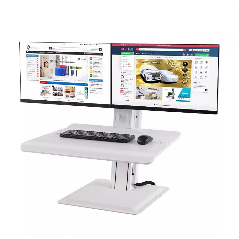 Desktop Ergonomic Dual Monitor Integrated Sit-Stand Workstation