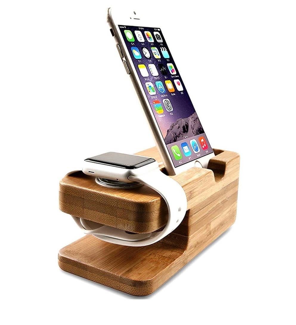 Bamboo Phone Stand Holder & Charging Station