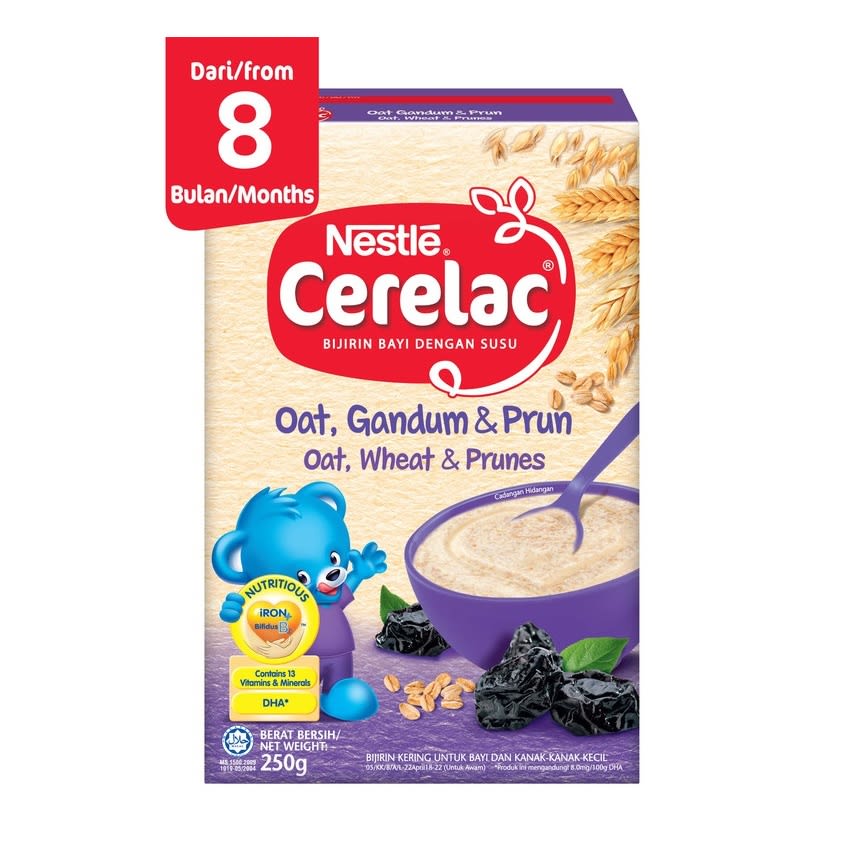Nestle Cerelac Infant Cereals with Milk Oats + Wheat + Prunes (250g)