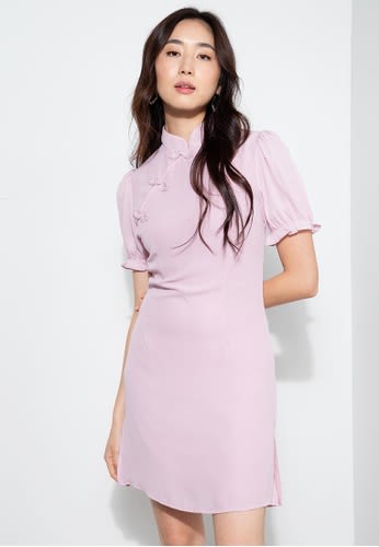 Puff Sleeve Mini Cheongsam Dress.jpeg