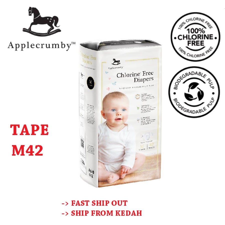 Applecrumby Chlorine-Free Premium Tape Diapers(x2 packs)