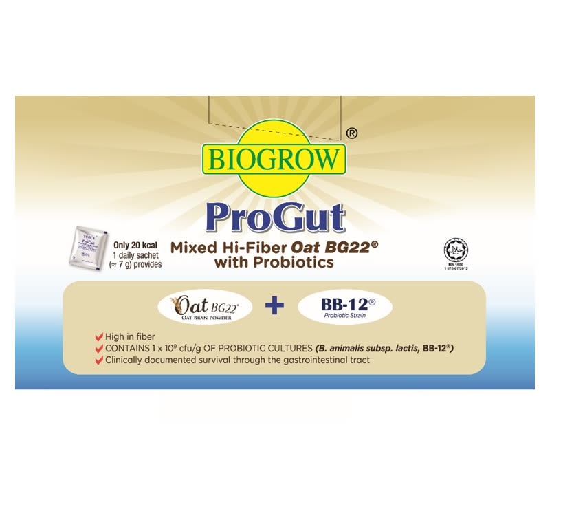 Biogrow Progut Oat BG22 Hi-Fibre with Probiotics 30s