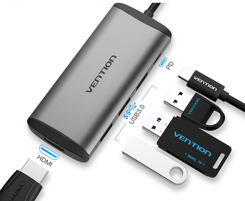 Vention USB-C Hub CNBHB (5 in 1 to 9 in 1)