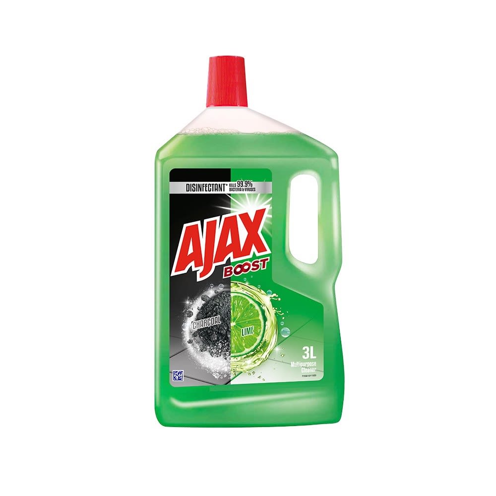 Ajax Boost Charcoal & Lime Antibacterial Multipurpose Floor Cleaner 3L