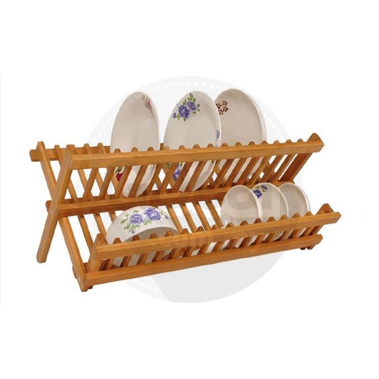 GDeal 2-Tier Foldable Bamboo Kitchen Dish Rack