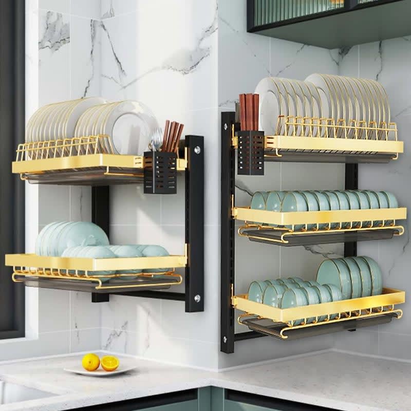Wall-Mounted Stainless Steel Dish Rack