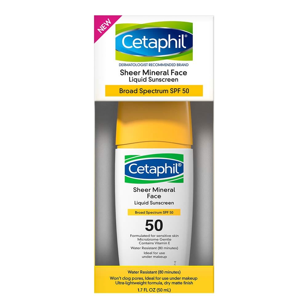 Cetaphil Sheer Mineral Sunscreen Face Liquid Broad Spectrum SPF50