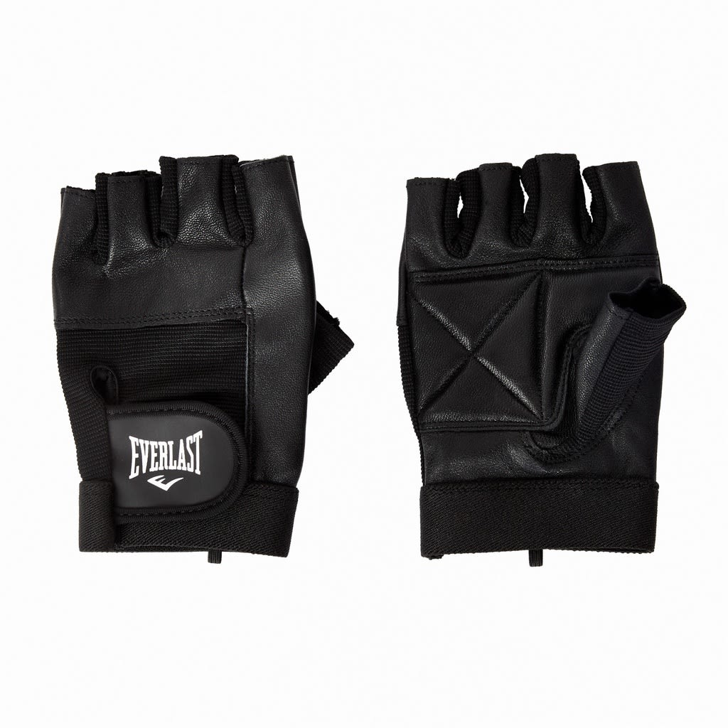 Everlast Men’s Leather Fitness Gloves (Black)