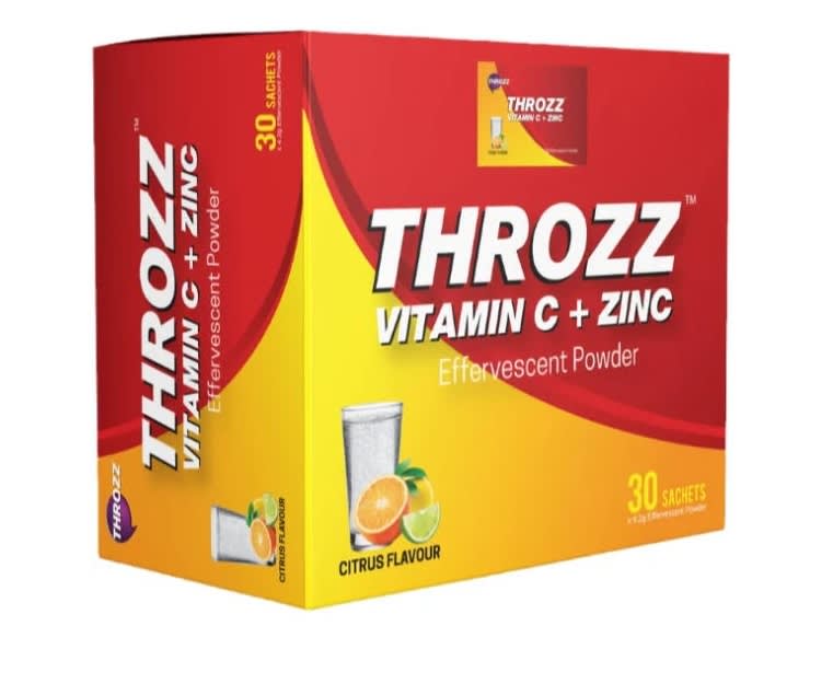 Throzz Vitamin C + Zinc effervescent powder