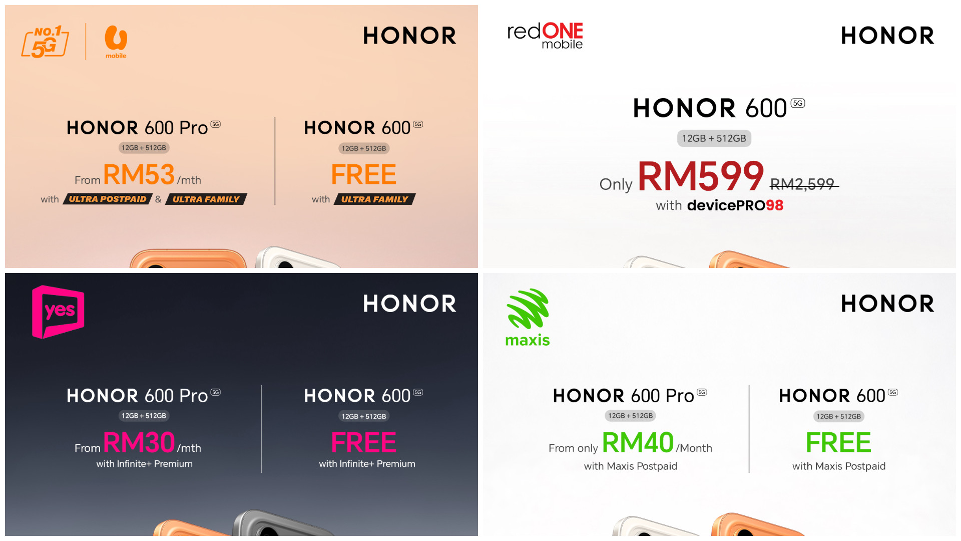 HONOR 600 Series Telco Plans in Malaysia