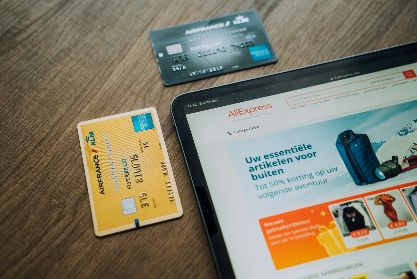 AliExpress storefront open on a tablet