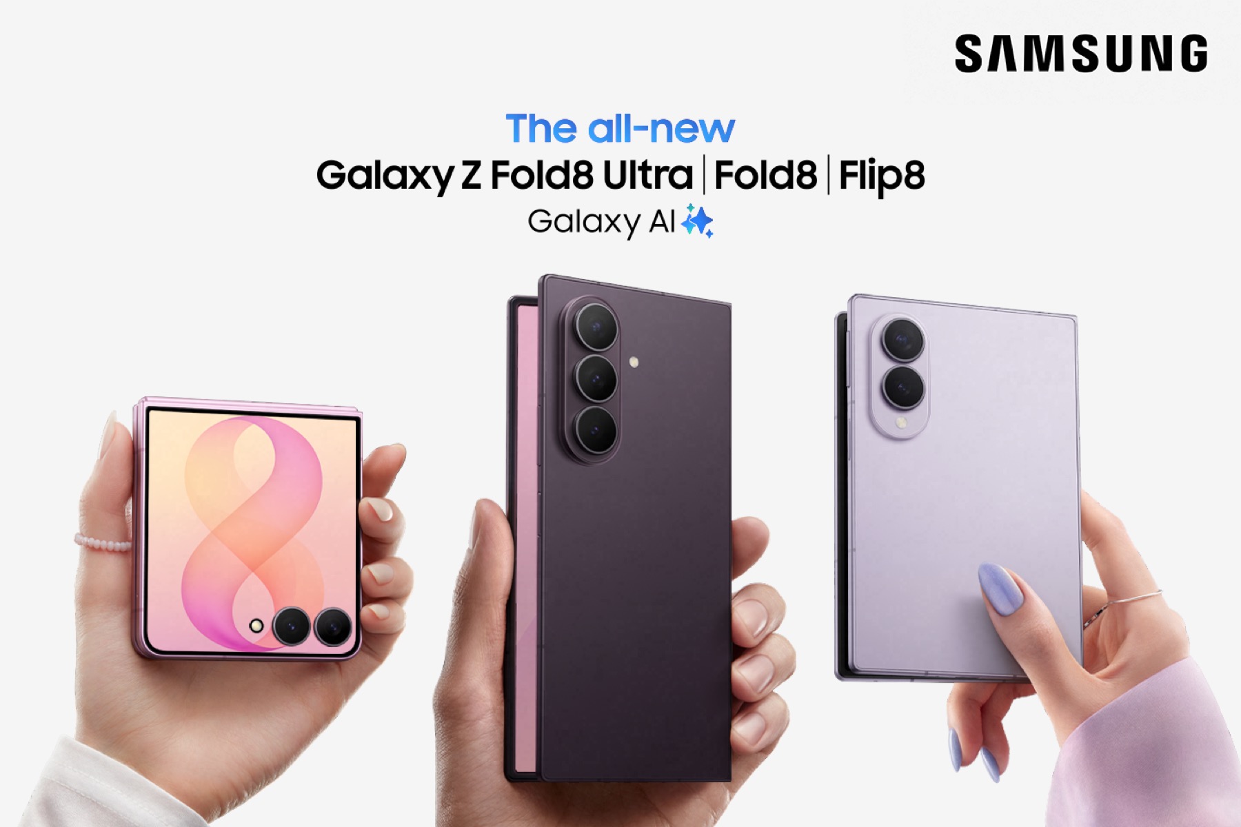Samsung Galaxy Z Fold8 Ultra, Fold8 and Flip8