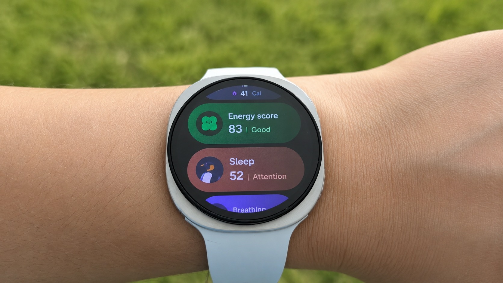 The Galaxy Watch9 showing an Energy Score of 83