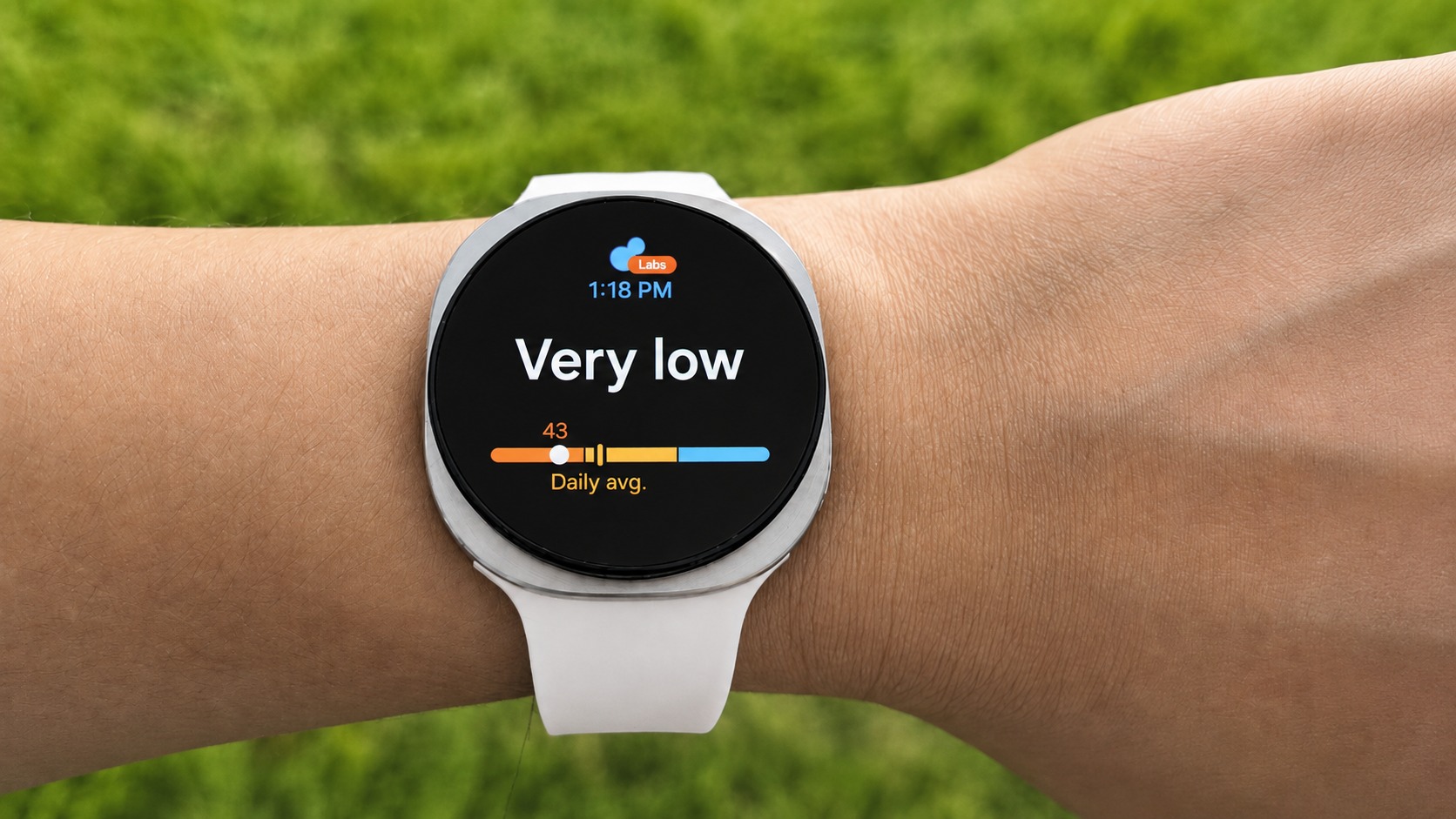The Galaxy Watch9 showing a Samsung Health Labs index reading