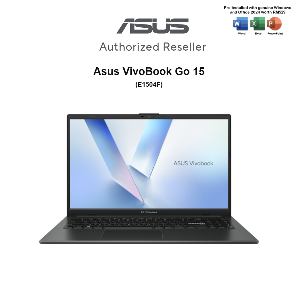 ASUS Vivobook Go 15 E1504F laptop, open, front view
