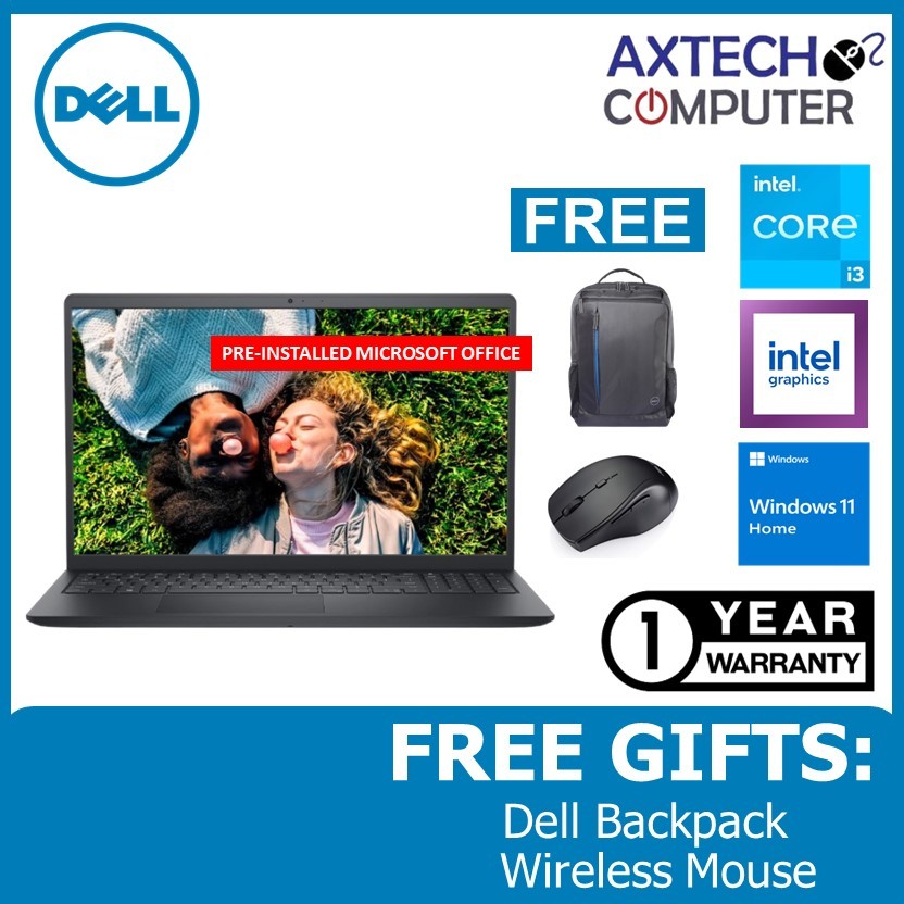 Dell Inspiron 15 3520 laptop, open, front view