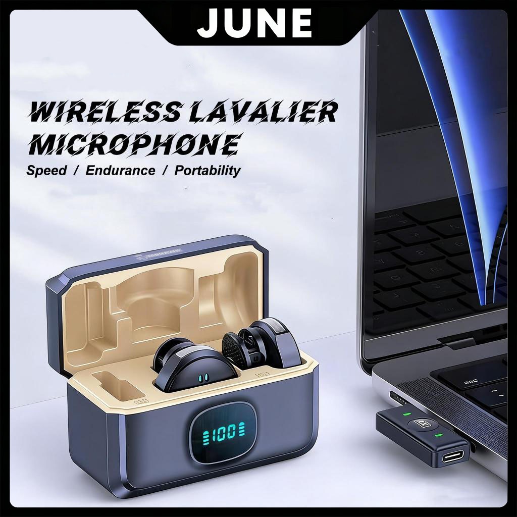 June Q8 magnetic wireless lavalier microphone