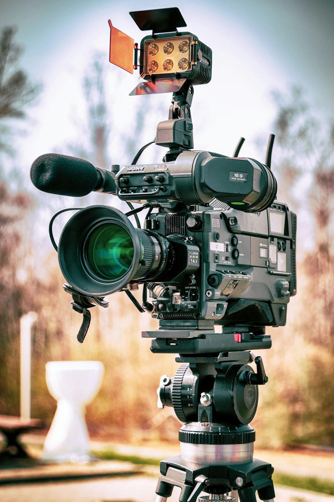 A professional cinema camera set up for a shoot