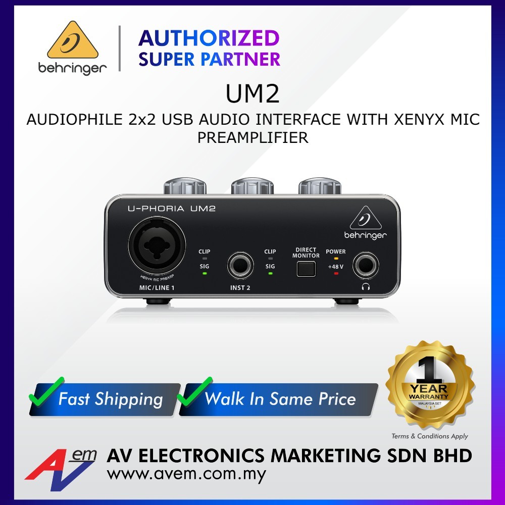 Behringer U-Phoria UM2 USB audio interface